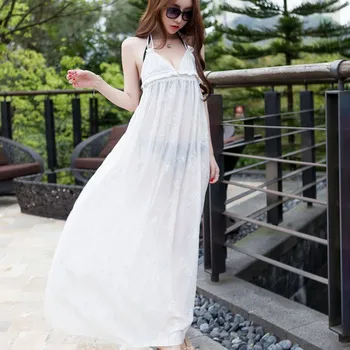 Women Summer Swimming Cover Up Sexy V Neck White Halter Long Beach Dress Chiffon Blackless Swimsuit Pareo Beachwear Cover Ups
Women Summer Swimming Cover Up Sexy V Neck White Halter Long Beach Dress Chiffon Blackless Swimsuit Pareo Beachwear Cover Ups