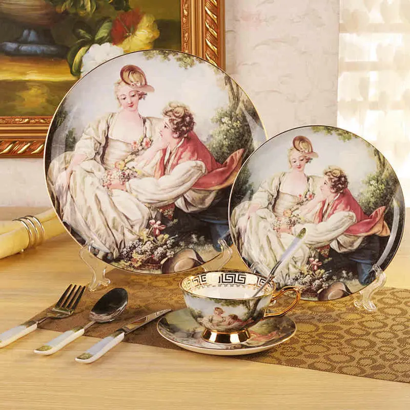 High Quality Porcelain Bone China Dinner Set Ceramic Dishes And Plates Sets Oil Painting Romeo-and Juliet
High Quality Porcelain Bone China Dinner Set Ceramic Dishes And Plates Sets Oil Painting Romeo-and Juliet
