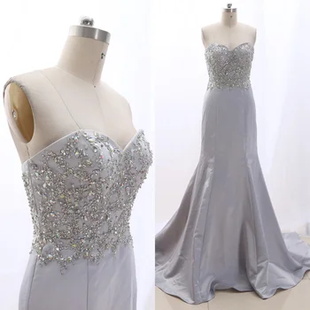 MACloth Silver Mermaid Strapless Floor-Length Long Crystal Satin Prom Dresses Dress M 265602 Clearance
MACloth Silver Mermaid Strapless Floor-Length Long Crystal Satin Prom Dresses Dress M 265602 Clearance