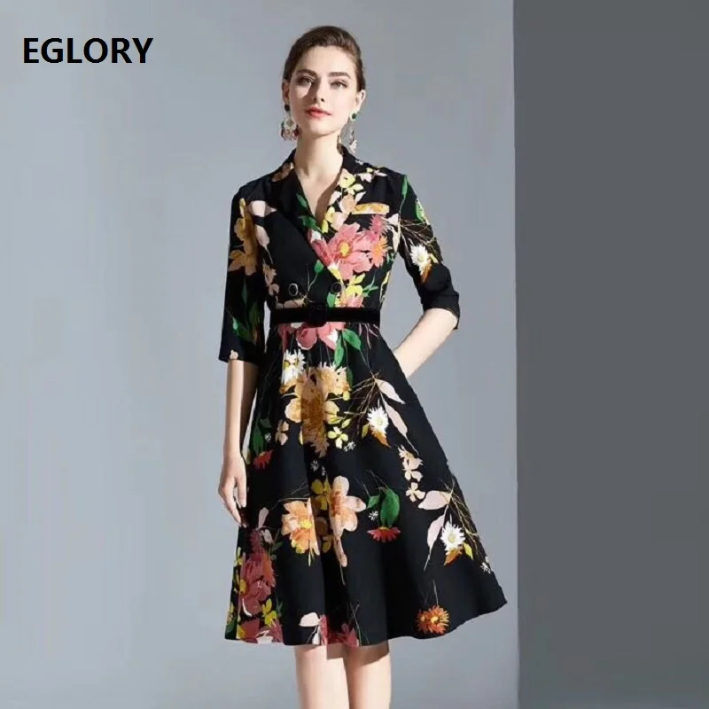 New Brand Fashion 2019 Spring Autumn Dress Women Notched Collar Elegant Flower Print Belted A-Line Casual Work Dress Feminino
New Brand Fashion 2019 Spring Autumn Dress Women Notched Collar Elegant Flower Print Belted A-Line Casual Work Dress Feminino