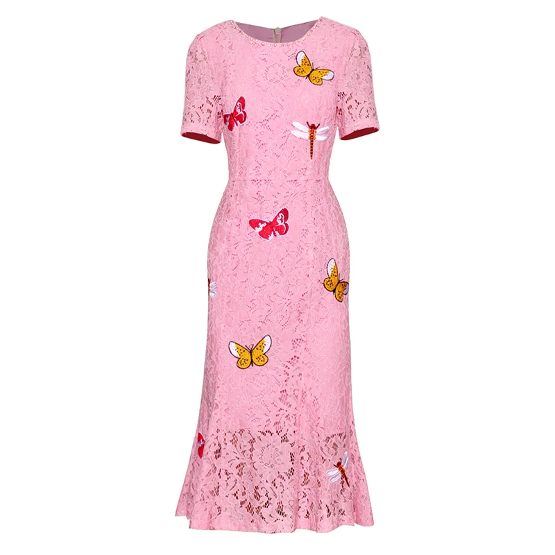 HIGH QUALITY Newest 2019 Summer Runway Dress Women's Short Sleeve Embroidery Lace Mermaid Dress
HIGH QUALITY Newest 2019 Summer Runway Dress Women's Short Sleeve Embroidery Lace Mermaid Dress