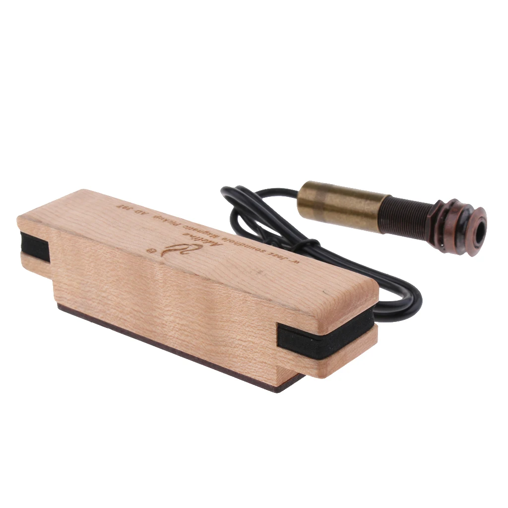Ukulele Classical Guitar Sound Hole Pickup Preamp 2-Band EQ Equalizer Mahogany Tuner 10.5 x 2.5cm