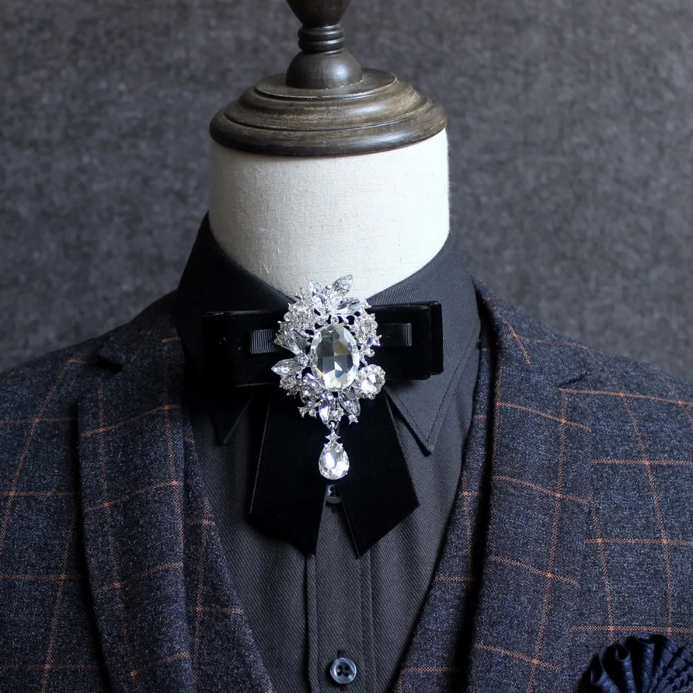 Фото Men Women Wedding Business Banquet Party Suit Necktie Bling Rhinestone Crystal Bow Tie Cravat Vintage Elastic Band Ribbon Bowtie |
