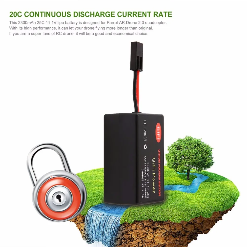 1pcs High Power 11.1V 2300mAh 25C LiPo Battery Long Flight Time Recyclable Designed for Parrot AR.Drone 2.0 Quadcopter
1pcs High Power 11.1V 2300mAh 25C LiPo Battery Long Flight Time Recyclable Designed for Parrot AR.Drone 2.0 Quadcopter
