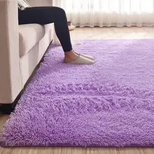 Roxo Fluffy Shaggy Tapete de Área Tapetes Anti-Skid Non-slip Tapete Tapete Casa Sala de estar Macio Criança quarto Mat Escalada(China)