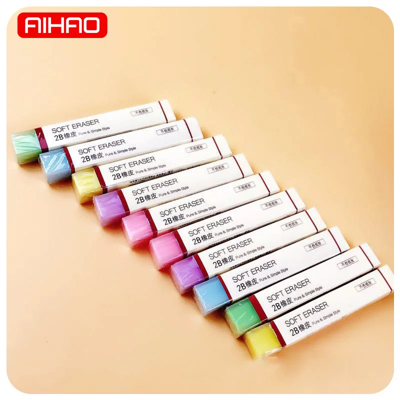 

AIHAO Kawaii 2B Soft Pencil Erasers School Supplies Cute Colored Jelly Rubbers For Kids Stationery Novelty Gift Student