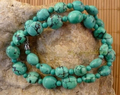 Jewelr 006453 Natural old turquoise stone oval gem tribe women's necklace 18" chinese jewelry
Jewelr 006453 Natural old turquoise stone oval gem tribe women's necklace 18" chinese jewelry
