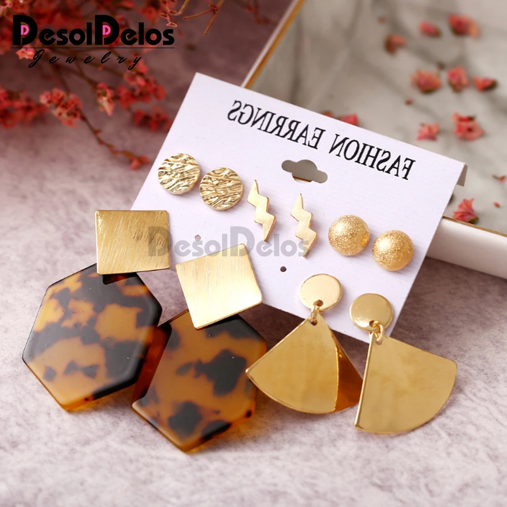 5 Pairs/set Vintage Acrylic Leopard Print Metal Stud Earrings For Women Heart Geometric Irregular Party Brincos Pierce Jewelry
5 Pairs/set Vintage Acrylic Leopard Print Metal Stud Earrings For Women Heart Geometric Irregular Party Brincos Pierce Jewelry