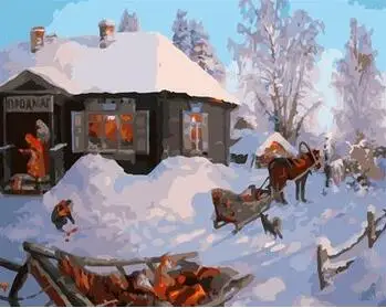Winter in the village Paint By Number Kit Diy Acrylic Painting On Canvas for living room home decor