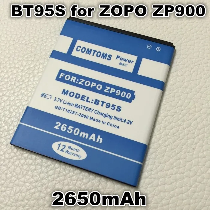 2650mAh BT95S Battery for ZOPO ZP900 zp910 zp908 zp900s zp900h hero h9300+ h9500 Cell phone
2650mAh BT95S Battery for ZOPO ZP900 zp910 zp908 zp900s zp900h hero h9300+ h9500 Cell phone