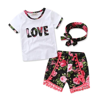 2018 Summer New Children Clothing Set Floral print Short Sleeves+tassel decoration Pants+headband 3Pcs Toddler Girl Clothing set
2018 Summer New Children Clothing Set Floral print Short Sleeves+tassel decoration Pants+headband 3Pcs Toddler Girl Clothing set