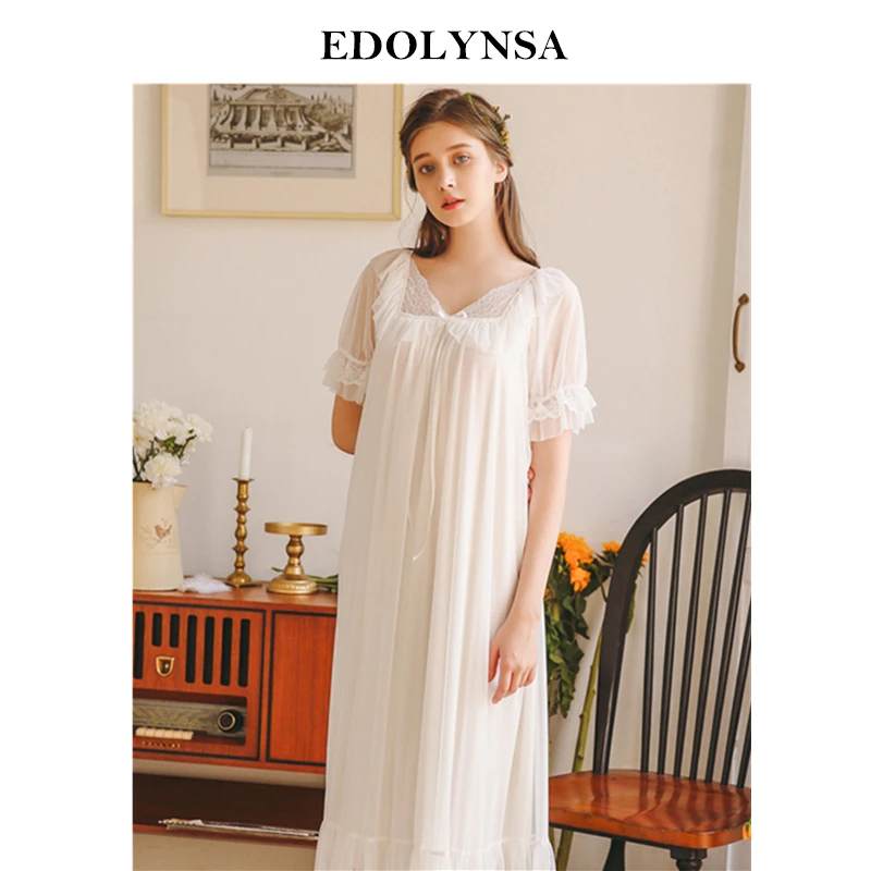 2019 Vintage Sleepwear Women Home Wear Night Dress Princess Style Lace Ruffle Cotton Lining Short Sleeve Long Nightgown H832
2019 Vintage Sleepwear Women Home Wear Night Dress Princess Style Lace Ruffle Cotton Lining Short Sleeve Long Nightgown H832