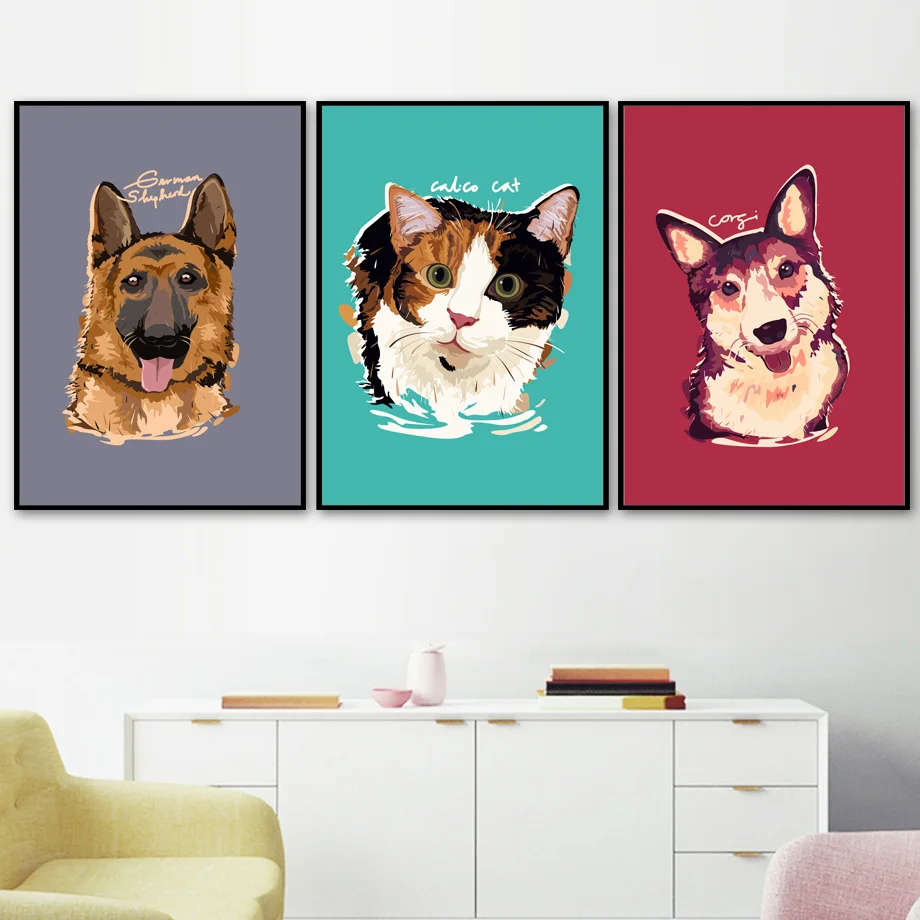 Watercolor-Maine-Siamese-Cat-Poodle-Pug-Dog-Wall-Art-Canvas-Painting-Nordic-Posters-And-Prints-Wall(2)