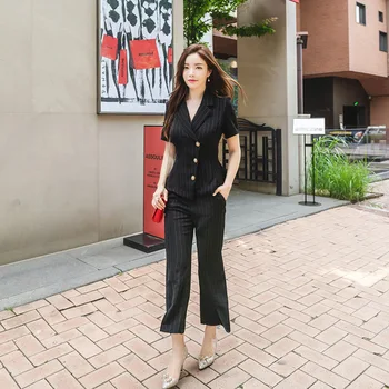 Women's OL Office Work 2 Pieces Set Striped Short Sleeve Singer Button Blouse and Striped Sheath Long Pants Women Two Piece Set
Women's OL Office Work 2 Pieces Set Striped Short Sleeve Singer Button Blouse and Striped Sheath Long Pants Women Two Piece Set