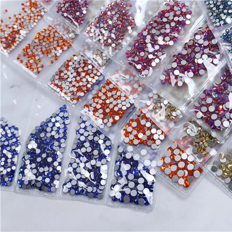 Multi Size Glass Nail Rhinestones Mixed Colors Flat-back AB Rhinestone Strass Charm Gems DIY Manicure Art Decorations | Красота и