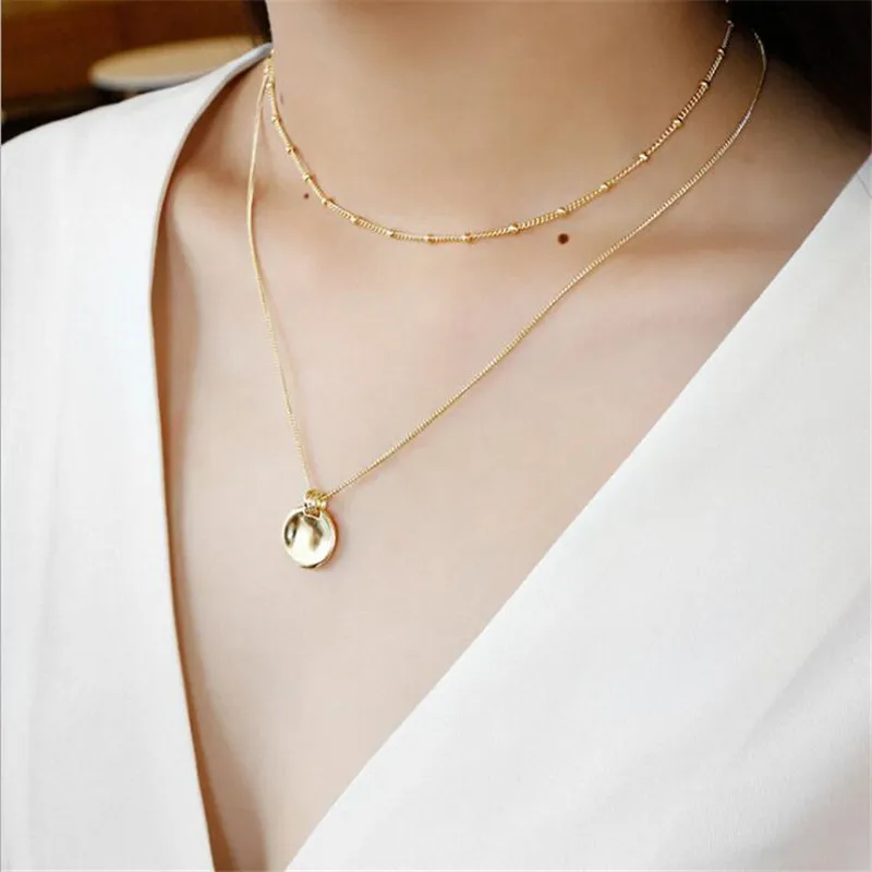 Fashion 925 Sterling Silver Jewelry Punk Style Contracted Style Round Gold Plate Pendant Necklaces for Women
Fashion 925 Sterling Silver Jewelry Punk Style Contracted Style Round Gold Plate Pendant Necklaces for Women