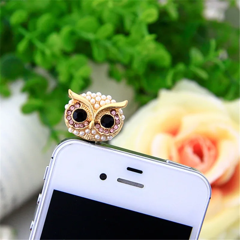 Pearl-big-eye-Owl-Earphone-3-5-audio-Dust-Plug-3-5mm-AUX-Jack-for-apple