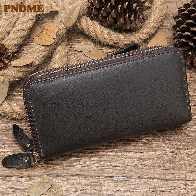 PNDME casual genuine leather men's wallet high quality first layer cowhide long section 2 zipper clutch phone credit cards bags
PNDME casual genuine leather men's wallet high quality first layer cowhide long section 2 zipper clutch phone credit cards bags