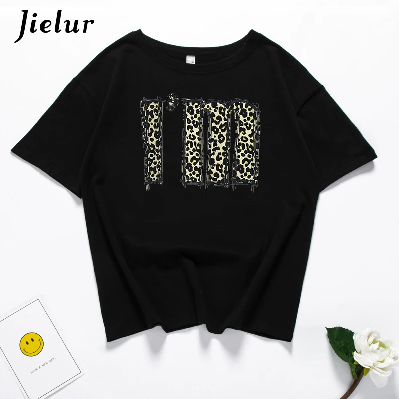 Jielur хлопковая Футболка женская Kpop с коротким рукавом Повседневная футболка 7