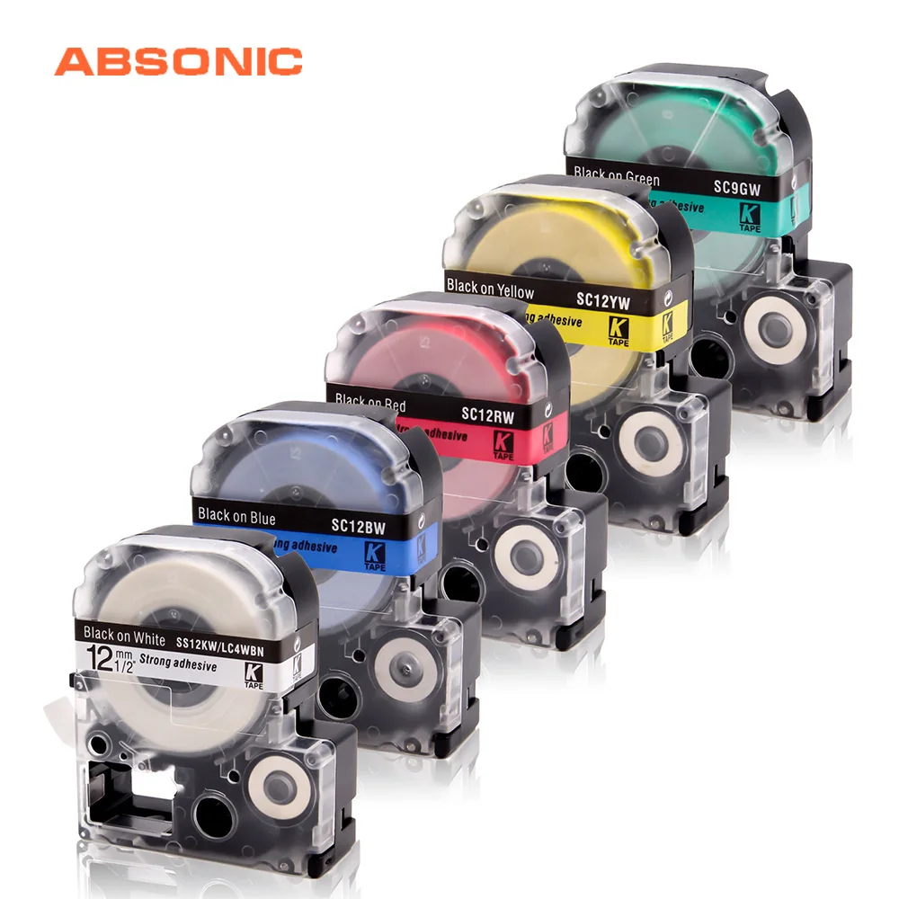 Absonic 12mm Label Tape For Epson LC-4TBN LC-4WBN LC-4BWV LC-4RBP LC-4YBP LC-4GBP LC-4LBP LC-4BWV ST12KW SS12KW Printer Ribbon
Absonic 12mm Label Tape For Epson LC-4TBN LC-4WBN LC-4BWV LC-4RBP LC-4YBP LC-4GBP LC-4LBP LC-4BWV ST12KW SS12KW Printer Ribbon