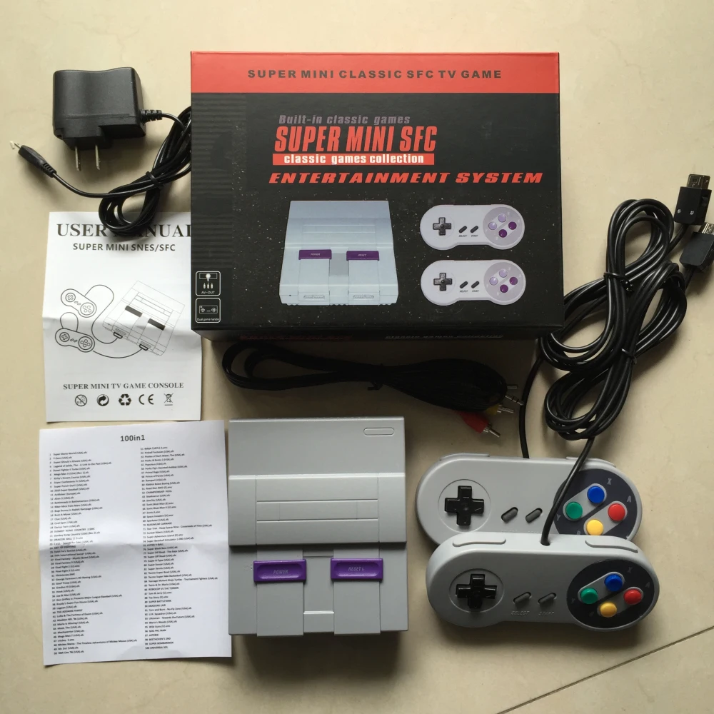 16 Bit Super MINI Classic TV Game Console Built-in 100 Games Console System with 2 Gamepad Retro Video Games Collection
16 Bit Super MINI Classic TV Game Console Built-in 100 Games Console System with 2 Gamepad Retro Video Games Collection