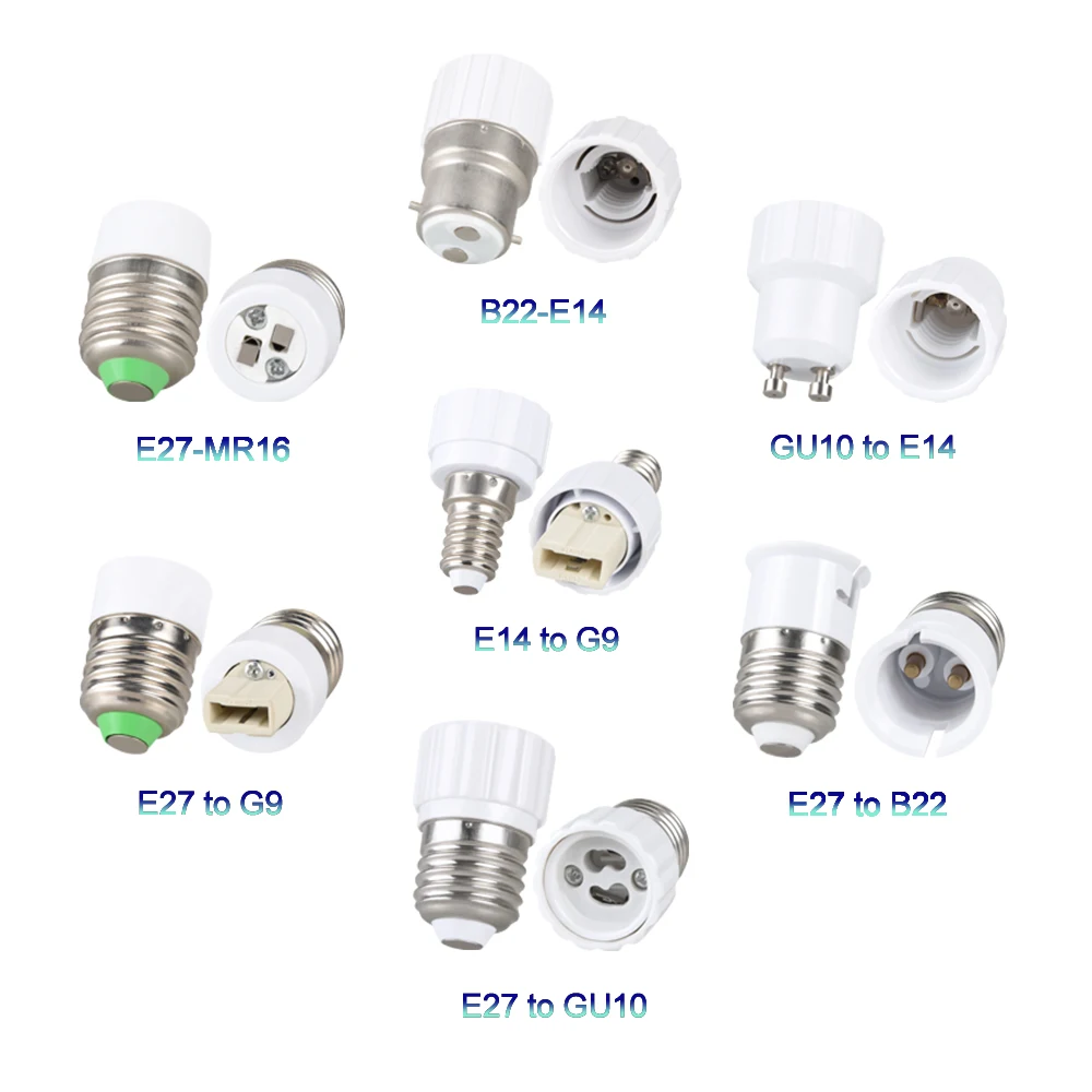 Lamp Base Conversion E27 TO E14 Lamp Holder Converters E14 TO E27 EU TO E27 Adapter Socket MR16 GU10 G9 B22 E12 Fireproof
Lamp Base Conversion E27 TO E14 Lamp Holder Converters E14 TO E27 EU TO E27 Adapter Socket MR16 GU10 G9 B22 E12 Fireproof