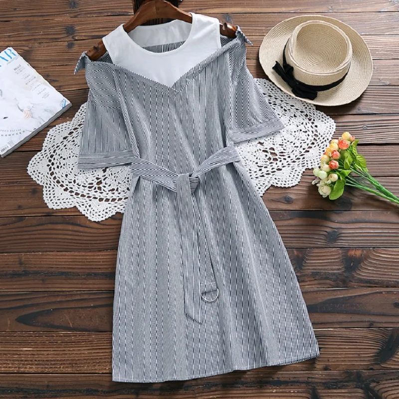 Mori Girl Summer Women Cute Mini Dress Round Neck Off The Shoulder Patchwork Female Elbise Stripe Slim Elegant A-Line Dress
Mori Girl Summer Women Cute Mini Dress Round Neck Off The Shoulder Patchwork Female Elbise Stripe Slim Elegant A-Line Dress