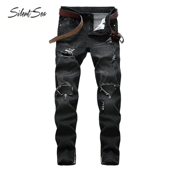 Silentsea Men Ripped Jeans Slim Fit Knee Hole Denim Hip Hop Casual Male Destroyed Trousers Zipper Pants
Silentsea Men Ripped Jeans Slim Fit Knee Hole Denim Hip Hop Casual Male Destroyed Trousers Zipper Pants