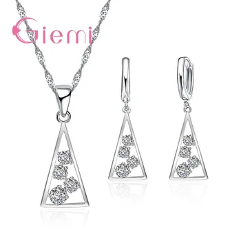 Women Bridal Wedding Jewelry Set Charm Crystal Triangle Pendant Necklaces Earrings Sets Shininy Cubic Zircon Bijoux Femme
Women Bridal Wedding Jewelry Set Charm Crystal Triangle Pendant Necklaces Earrings Sets Shininy Cubic Zircon Bijoux Femme