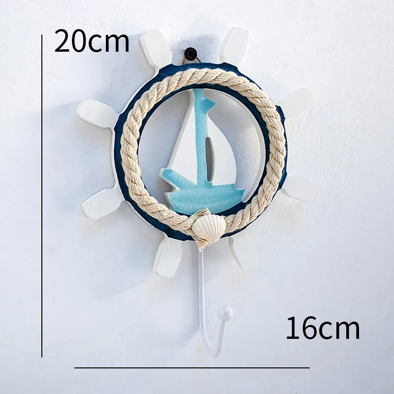 Waliicorners style coat hook blue and white old wooden hand-painted home decoration rudder hook wrought iron hook 17 HTB1wUlmbBGw3KVjSZFwq6zQ2FXap