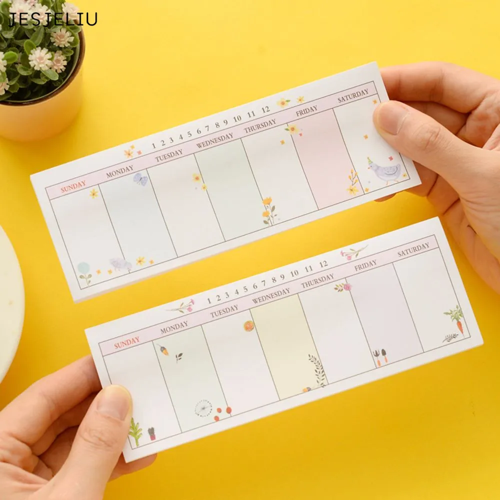 40 sheets/lot Creative Week Notes Notebook Self-Adhesive Memo Pad Sticky Notes Bookmark School Office Supply
40 sheets/lot Creative Week Notes Notebook Self-Adhesive Memo Pad Sticky Notes Bookmark School Office Supply