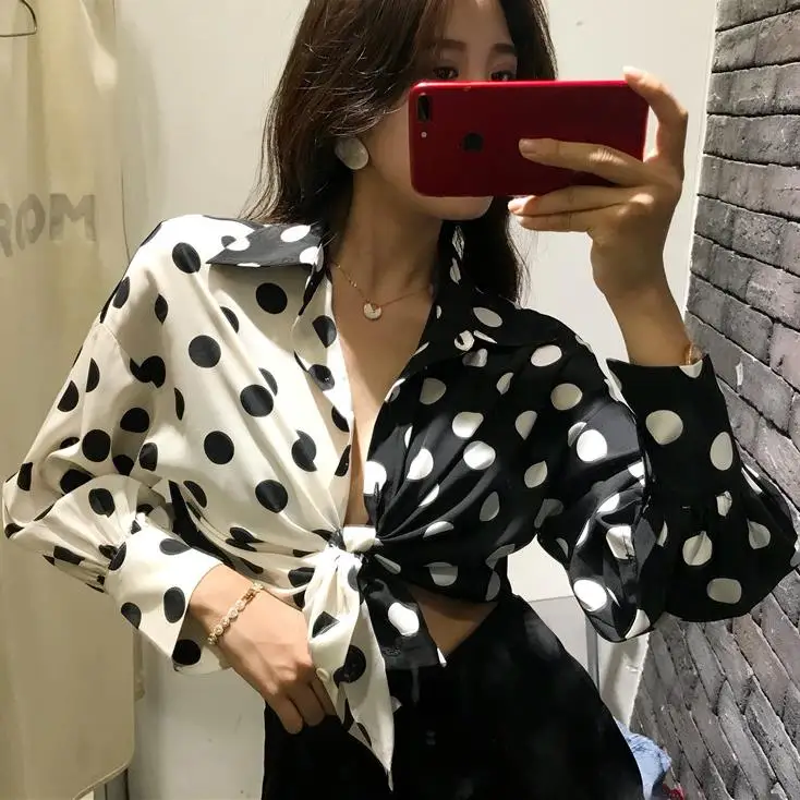 lantern Sleeve Polka Dots Chiffon Blouses 2018 laple Black White Women Tops Shirts
lantern Sleeve Polka Dots Chiffon Blouses 2018 laple Black White Women Tops Shirts