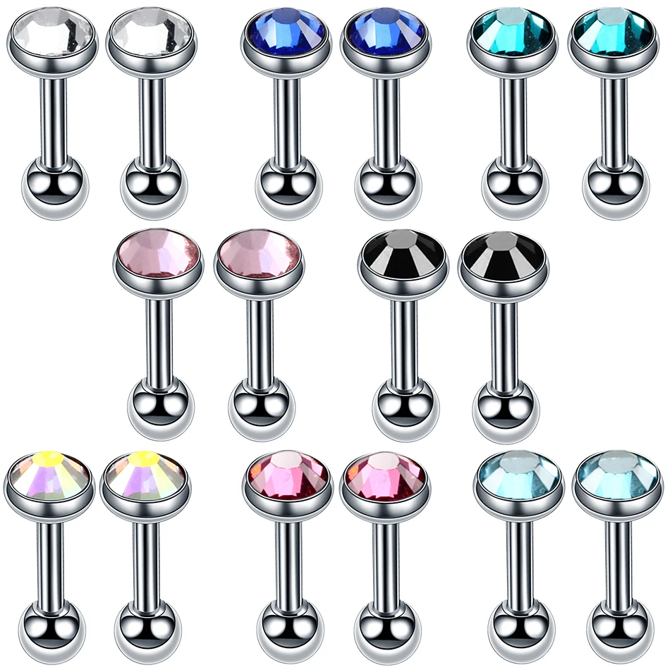 1Pair/Lot Stainless Steel Helix Piercing With Colorful Gem Tragus Piercing Earring Jewelry 16G 6MM Cartilage Earrings Oreja Stud
1Pair/Lot Stainless Steel Helix Piercing With Colorful Gem Tragus Piercing Earring Jewelry 16G 6MM Cartilage Earrings Oreja Stud