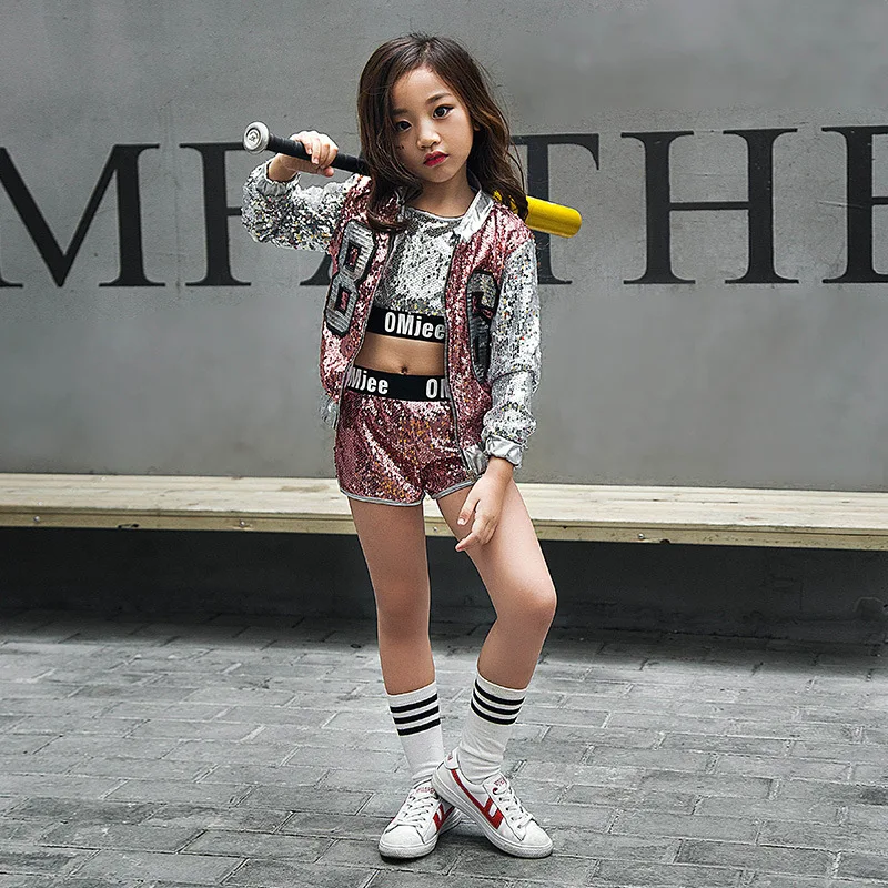Children Girl Hip Hop Costume Sequins Glitter Jazz Street Dance Costume Baseball Clothes Coat Pants T-Shirt
Children Girl Hip Hop Costume Sequins Glitter Jazz Street Dance Costume Baseball Clothes Coat Pants T-Shirt