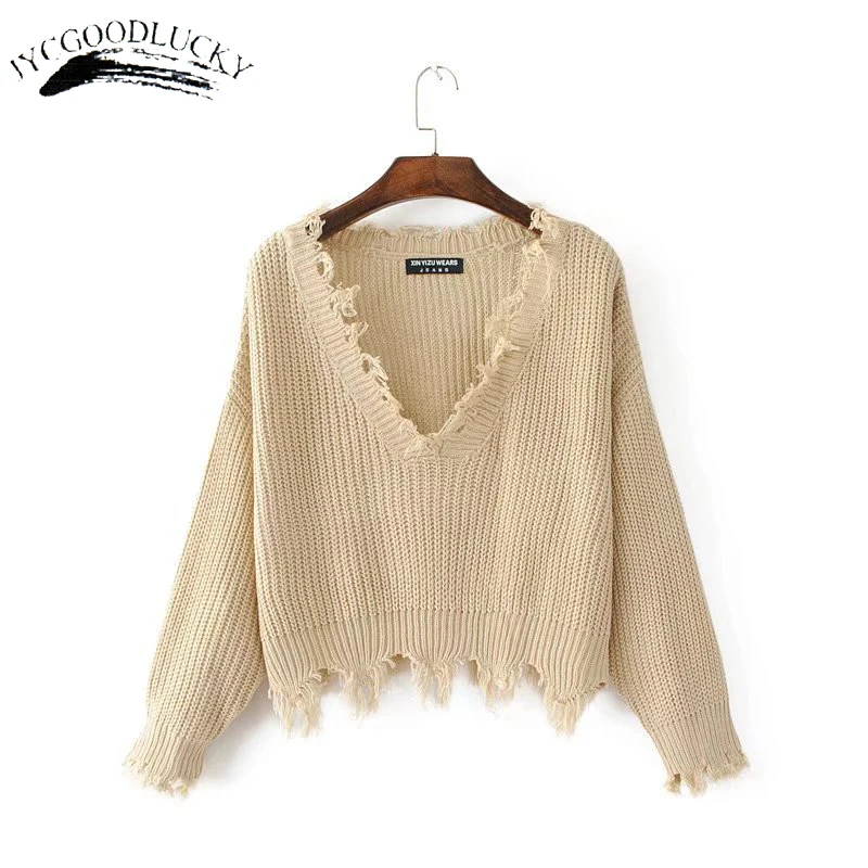 New Fashion 2019 Pullover Ripped Hole Sweaters Loose Jumper Casual White Sweater Women Knitting Sweaters Pull Long Sleev
New Fashion 2019 Pullover Ripped Hole Sweaters Loose Jumper Casual White Sweater Women Knitting Sweaters Pull Long Sleev