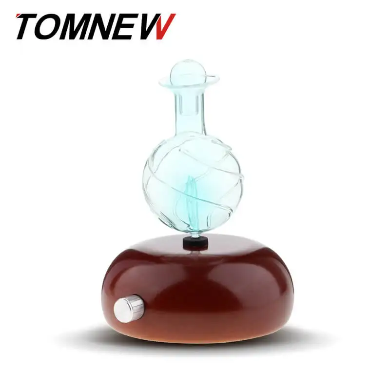 

TOMNEW Glass Essential Oil Diffuser Wood Aromatherapy Aroma Mist Maker Fogger Incense Aromatic Machine with 7 Colors LED Light