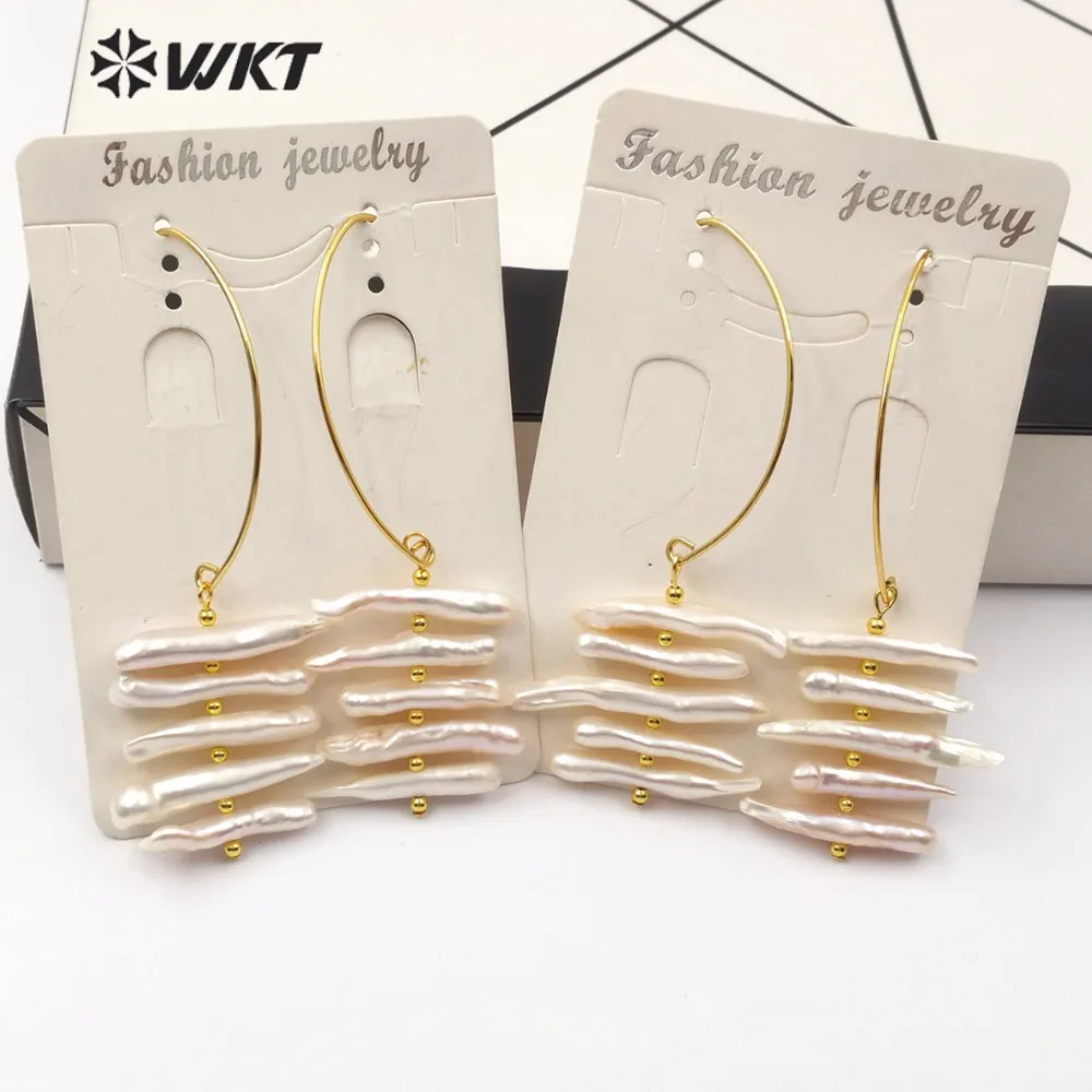 WKT WT-E520 Natural Pearl Statement Earring Gold Semi-open Ellipse Metal Hoop With Random Size Strip Pearl Earrings For Wedding
WKT WT-E520 Natural Pearl Statement Earring Gold Semi-open Ellipse Metal Hoop With Random Size Strip Pearl Earrings For Wedding