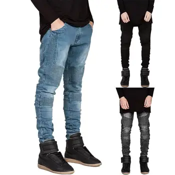 Trendy men pleated slim jeans Casual stripe textured jeans Stretchy denim pencil pants Blue gray black Long patchwork trousers
Trendy men pleated slim jeans Casual stripe textured jeans Stretchy denim pencil pants Blue gray black Long patchwork trousers