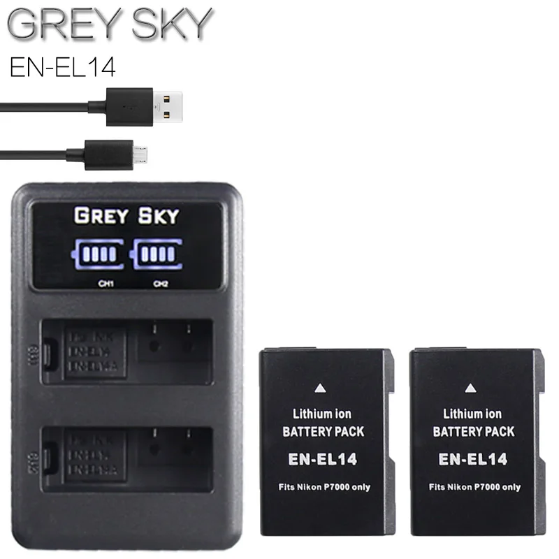2Pcs EN-EL14 EN-EL14a ENEL14 EN EL14 EL14a Battery + LCD USB Dual Charger for Nikon D3100 D3200 D3300 D5100 D5200 D5300 P7000
2Pcs EN-EL14 EN-EL14a ENEL14 EN EL14 EL14a Battery + LCD USB Dual Charger for Nikon D3100 D3200 D3300 D5100 D5200 D5300 P7000