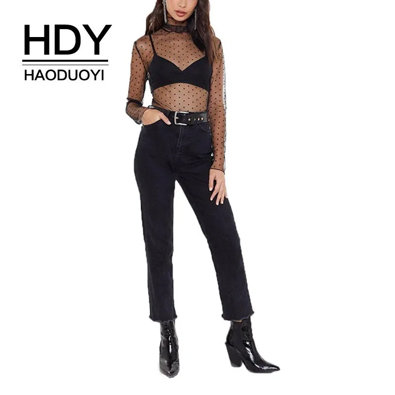 HDY Haoduoyi Western Style Sexy Wave Point Mesh Tops Perspective Long Sleeve Small High Collar Bottoming Summer Women T-shirt
HDY Haoduoyi Western Style Sexy Wave Point Mesh Tops Perspective Long Sleeve Small High Collar Bottoming Summer Women T-shirt