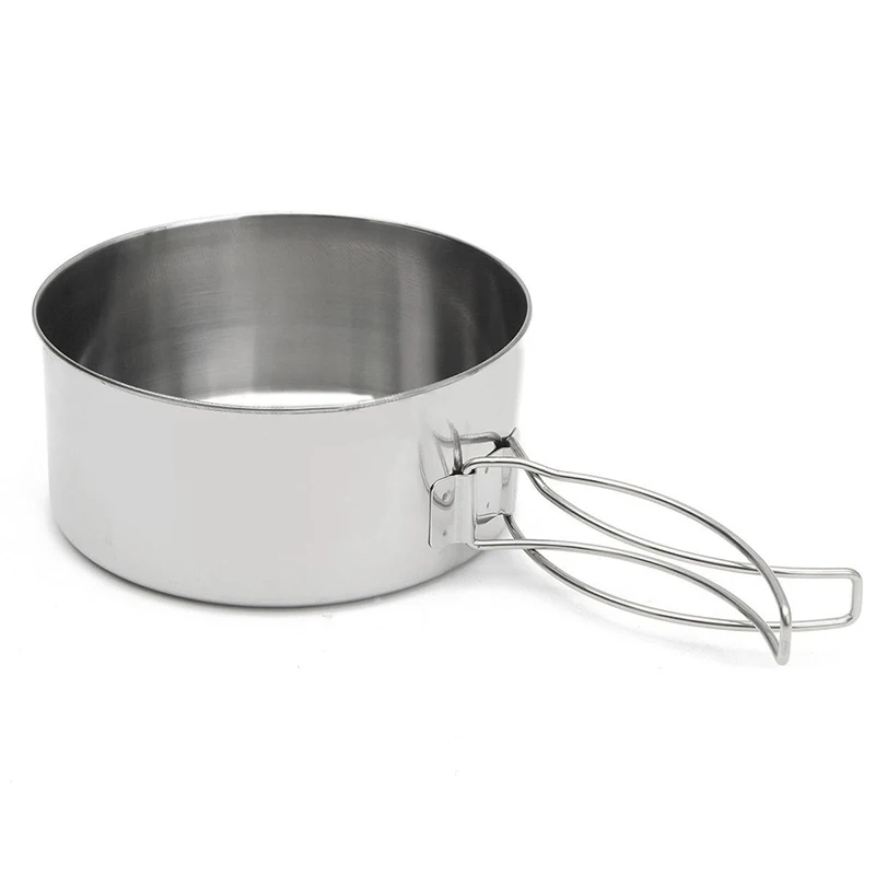 Mayitr 8Pcs Stainless Steel Outdoor Camping Picnic Pot Pan Kit Camping Backpacking Hiking Cookware Set High quality