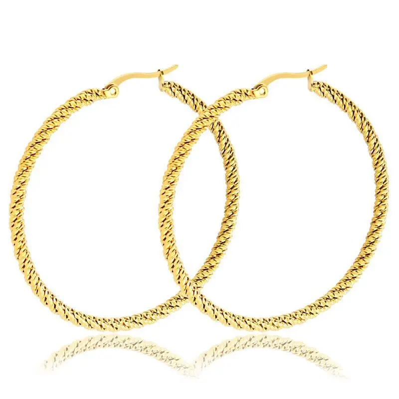 MxGxFam Titanium steel Rope Circle Hoop Earrings (1pair) Jewelry For Women Fashion 3 Size Choices 4 Gold Color
MxGxFam Titanium steel Rope Circle Hoop Earrings (1pair) Jewelry For Women Fashion 3 Size Choices 4 Gold Color