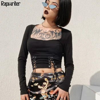 Rapwriter Sexy Square Collar Hollow Out Waist Lace-Up Cotton T-Shirt Women 2018 Streetwear Long Sleeve Skinny Tees Tops feminina
Rapwriter Sexy Square Collar Hollow Out Waist Lace-Up Cotton T-Shirt Women 2018 Streetwear Long Sleeve Skinny Tees Tops feminina