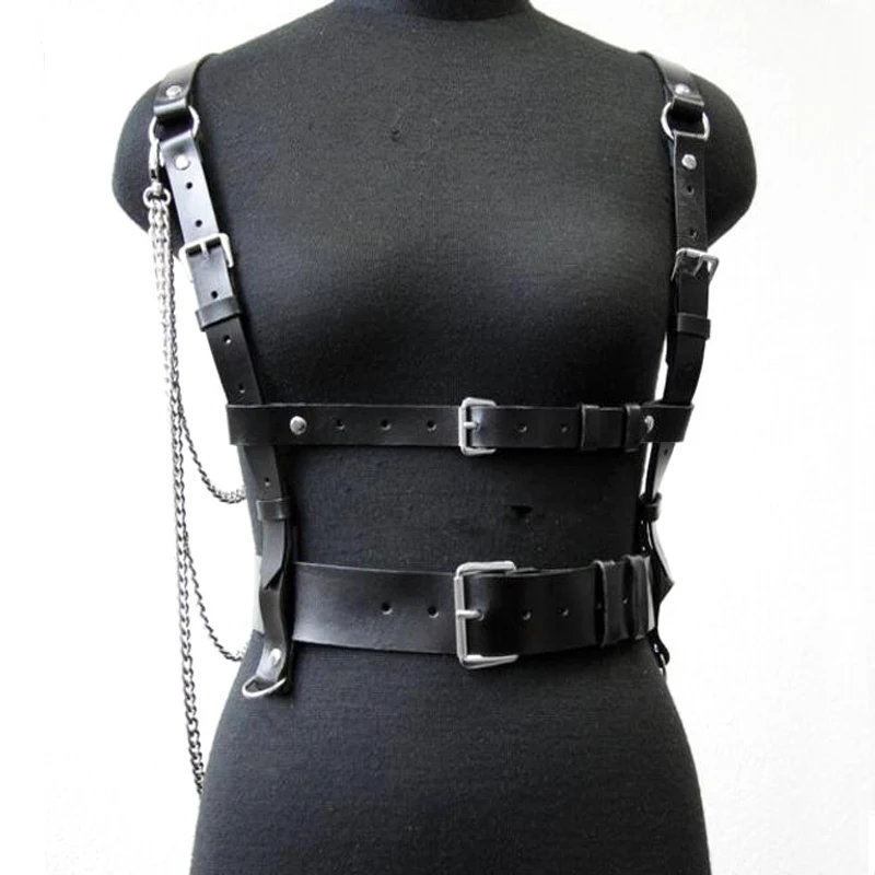 New Faux Leather Harness Punk Gothic Body Bondage Cage Tassel Chain Wrapped Waist Straps Women Men Belt Suspenders Accessories
New Faux Leather Harness Punk Gothic Body Bondage Cage Tassel Chain Wrapped Waist Straps Women Men Belt Suspenders Accessories
