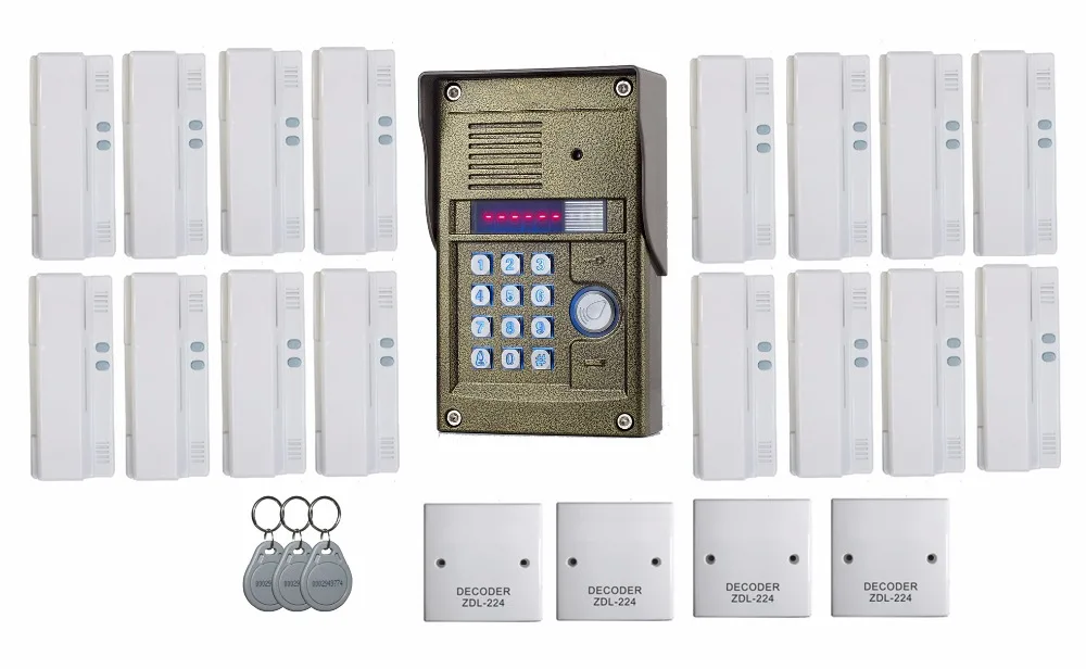 Высокое качество ZHUDELE RFID панель аудио телефон двери для 16 квартиры 2 провода