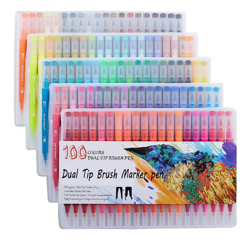 Colorful Pens Dual Tip Brush Marker Pen FineLiner Drawing Painting Watercolor Art Marker Pens Calligraphy School Supplies
Colorful Pens Dual Tip Brush Marker Pen FineLiner Drawing Painting Watercolor Art Marker Pens Calligraphy School Supplies