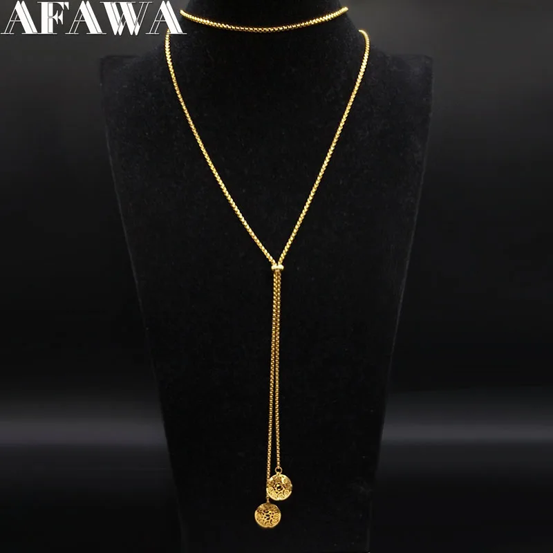 2019 Stainless Steel Long Necklaces Women Gold Color Round Flower Statement Necklace Jewelry acero inoxidable joyeria N19163
2019 Stainless Steel Long Necklaces Women Gold Color Round Flower Statement Necklace Jewelry acero inoxidable joyeria N19163