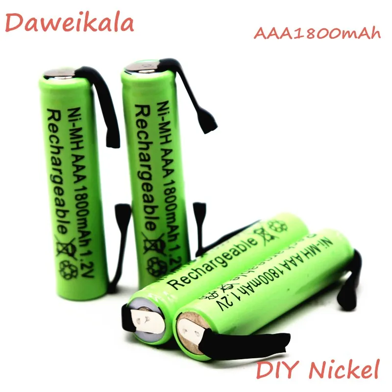 Daweikala Ni-Mh 1.2V AAA rechargeable battery cell 1800mah with welding tabs for Philips Braun electric shaver razor toothbrush
Daweikala Ni-Mh 1.2V AAA rechargeable battery cell 1800mah with welding tabs for Philips Braun electric shaver razor toothbrush