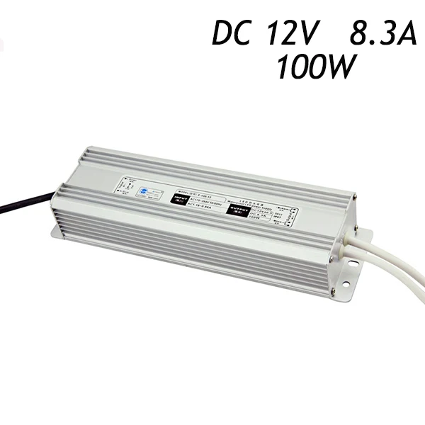 

2Pcs/lot 12V 8.3A 100W IP67 Waterproof Switching Power Supply Driver for LED Strip AC220-240V To DC 12V Transformers Aluminum