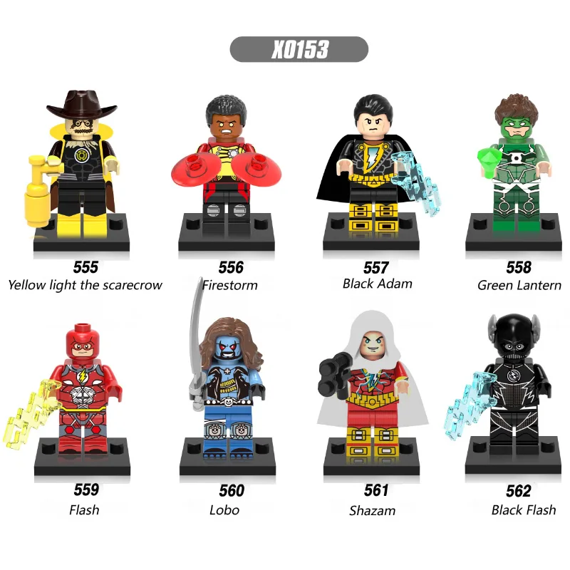 Single Sale Super Heroes Yellow Light the Scarecrow Black Adam Green Lanten Firestorm Building Blocks Children Gift Toys
Single Sale Super Heroes Yellow Light the Scarecrow Black Adam Green Lanten Firestorm Building Blocks Children Gift Toys